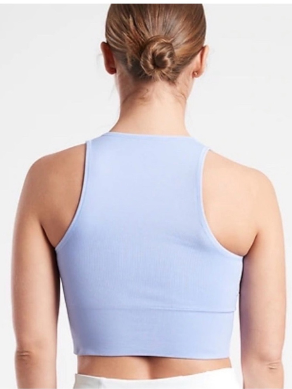 Athleta Light Blue Ribbed Racerback Crop Tank - Picture 2 of 4